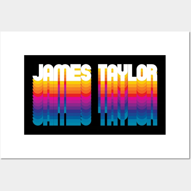 Retro James Proud Name Personalized Gift Rainbow Style Wall Art by Time Travel Style